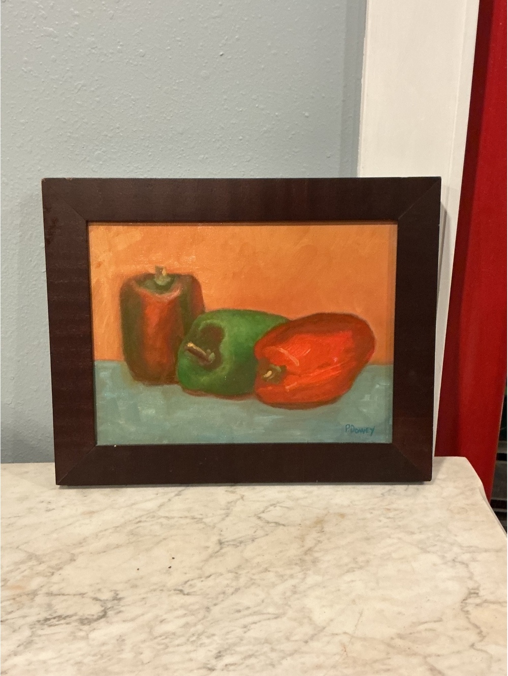 Original Still Life Painting of Bell Peppers by P. Dowey